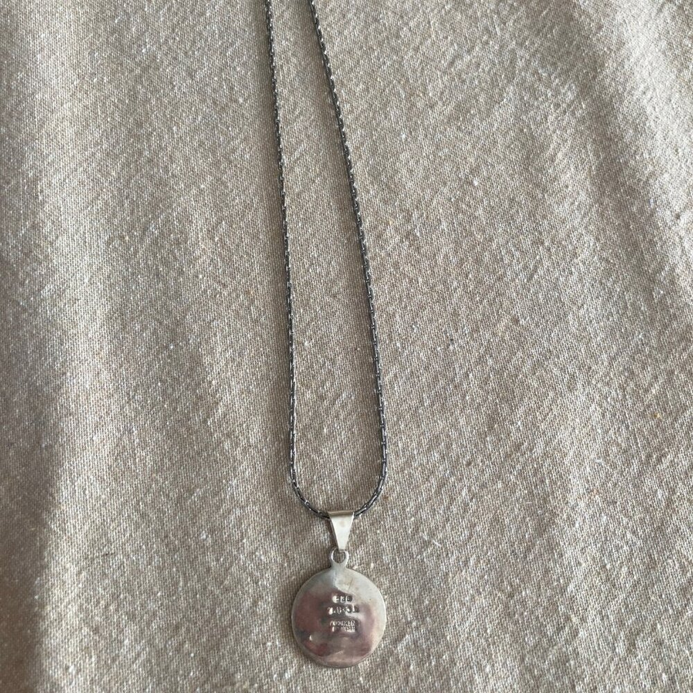 Sterling Silver & Turquoise Pendant on Chain - Picture 3 of 11